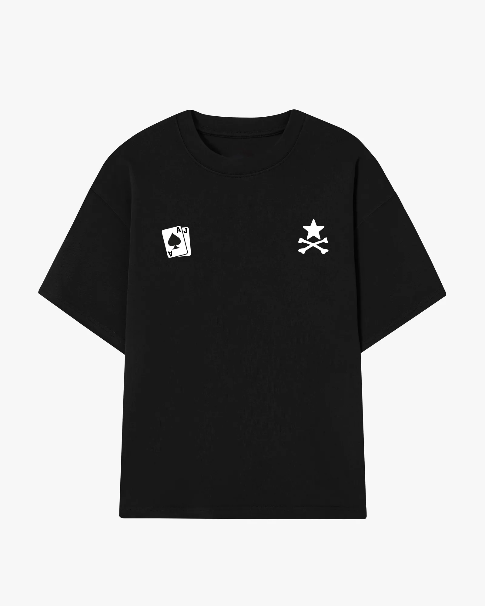 Front view of the Black Blackjack oversized T-shirt