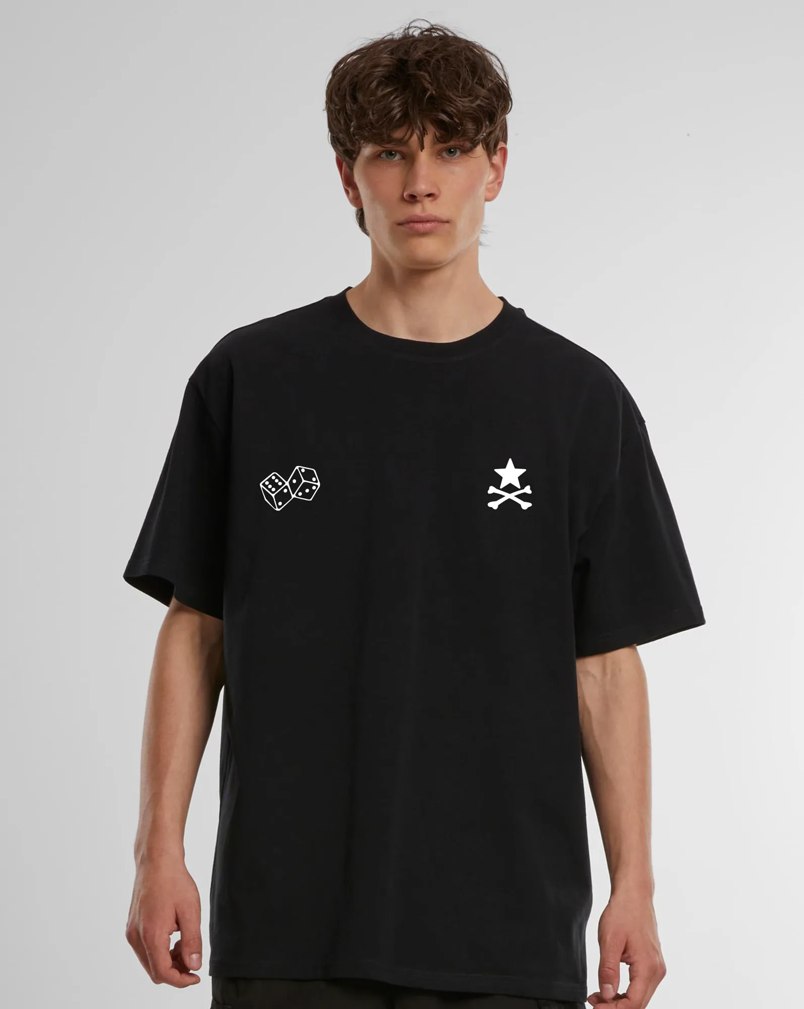 Front detail of the Black Pong oversized T-shirt