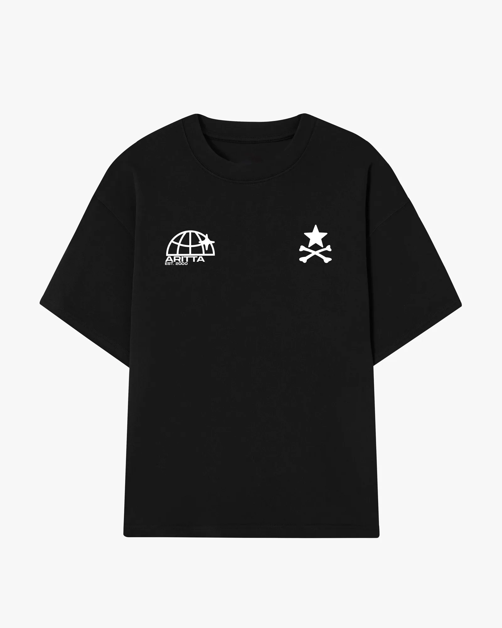 Front view of the Black Shibuya Dreams oversized T-shirt