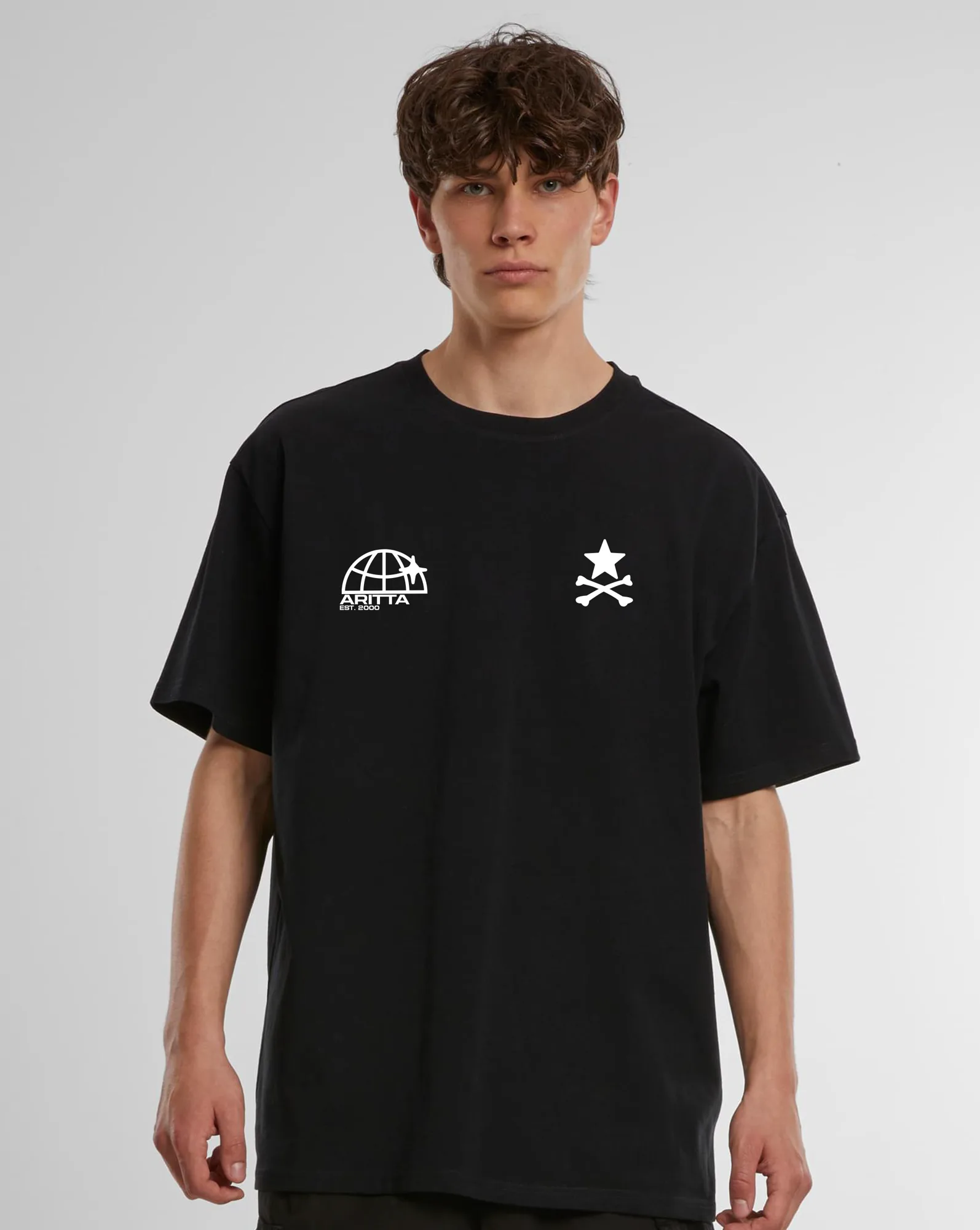 Front detail of the Black Shibuya Dreams oversized T-shirt